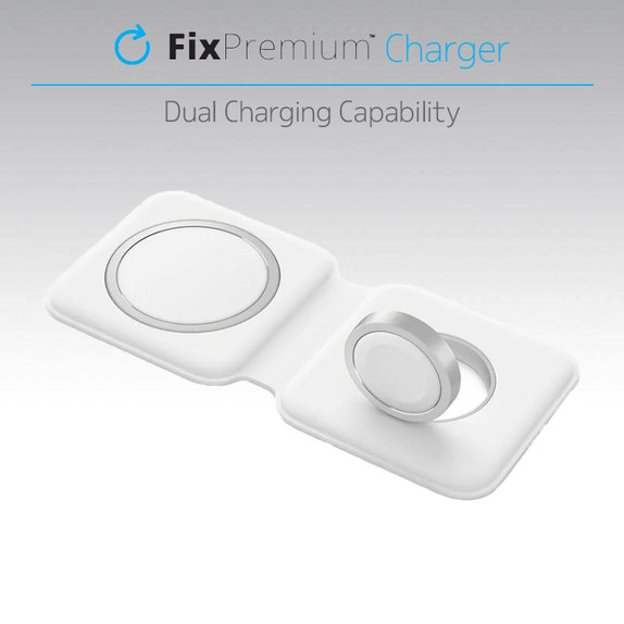 FixPremium - MagSafe Duo pre iPhone a Apple Watch, biela