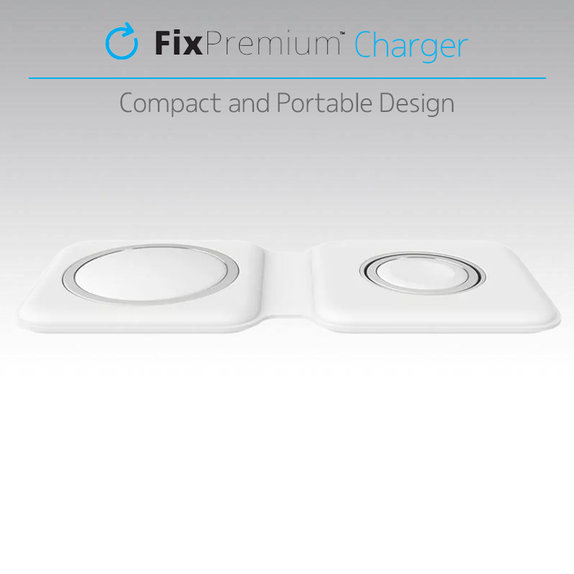 FixPremium - MagSafe Duo pre iPhone a Apple Watch, biela