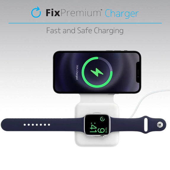 FixPremium - MagSafe Duo pre iPhone a Apple Watch, biela
