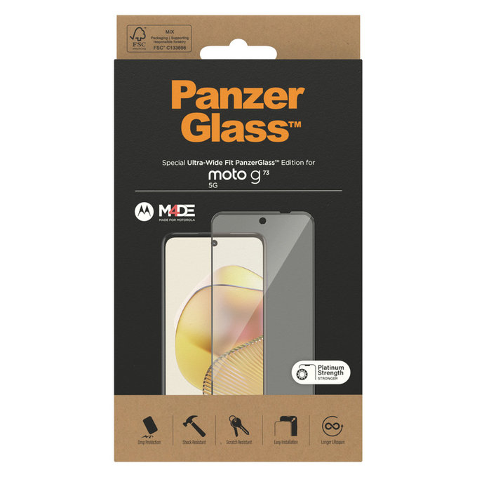 Tvrdené sklo UWF pre Motorola Moto G73 5G, Čierna, PanzerGlass