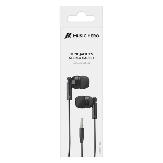 Music Hero - Stereo slúchadlá Tune, Jack 3.5mm, čierna