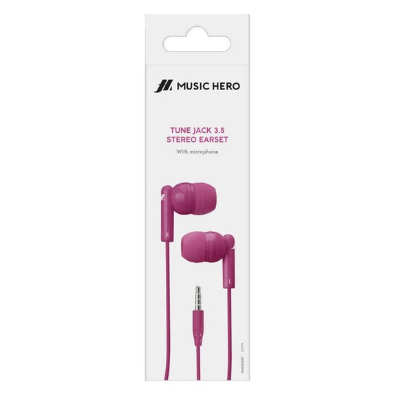 Music Hero - Stereo slúchadlá Tune, Jack 3.5mm, ružová