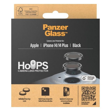 PanzerGlass - Ochranný Kryt Objektívu Fotoaparátu Hoops pre iPhone 14 a 14 Plus, čierna