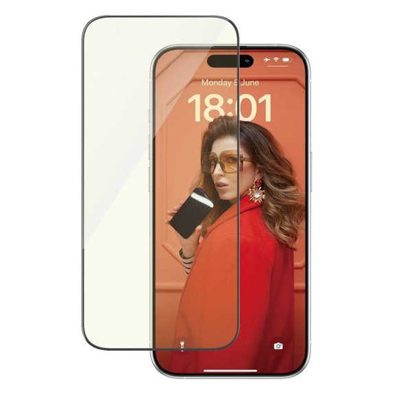 Tvrdené sklo UWF Eyecare s aplikátorom pre iPhone 15 Pro, Čierna, PanzerGlass