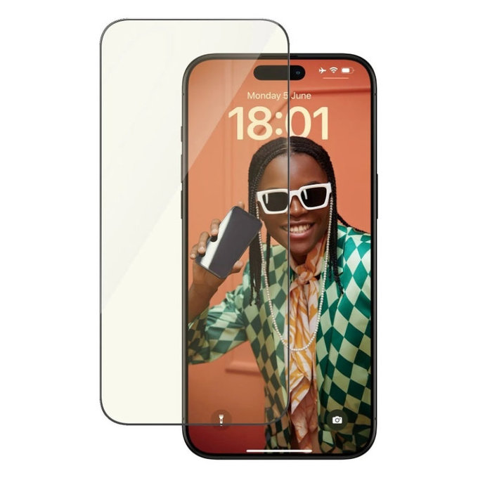 Tvrdené sklo UWF Eyecare s aplikátorom pre iPhone 15 Pro Max, Čierna, PanzerGlass
