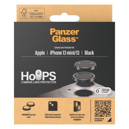 PanzerGlass - Ochranný Kryt Objektívu Fotoaparátu Hoops pre iPhone 13 a 13 mini, čierna