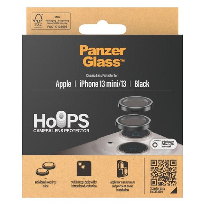 PanzerGlass - Ochranný Kryt Objektívu Fotoaparátu Hoops pre iPhone 13 a 13 mini, čierna
