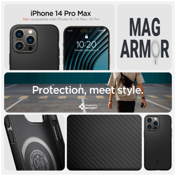 Spigen - Puzdro Mag Armor s MagSafe pre iPhone 14 Pro Max, Matte Black