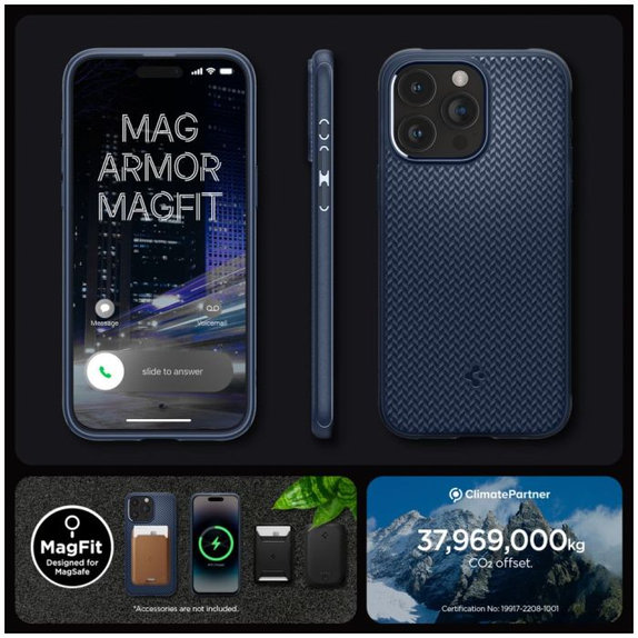 Spigen - Puzdro Mag Armor s MagSafe pre iPhone 15 Pro Max, Navy Blue