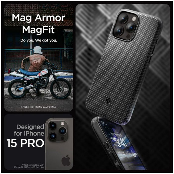 Spigen - Puzdro Mag Armor s MagSafe pre iPhone 15 Pro, Matte Black