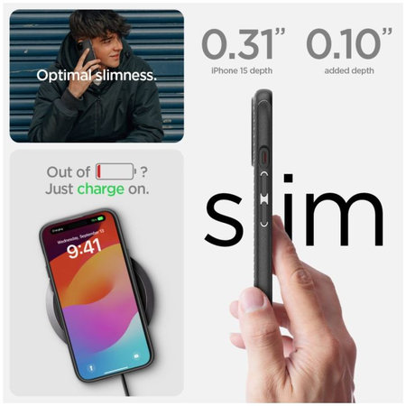 Spigen - Puzdro Mag Armor s MagSafe pre iPhone 15, Matte Black