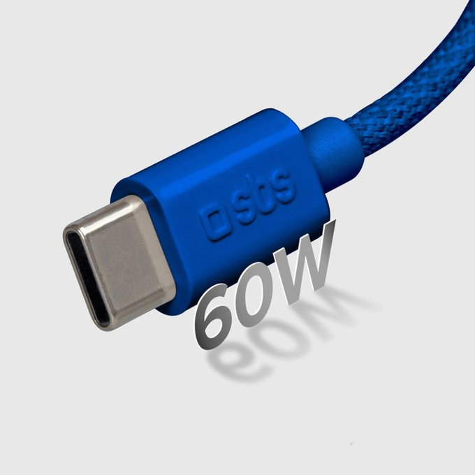 SBS - Kábel USB-C/USB-C, 60W, PD, 1.5m, modrá