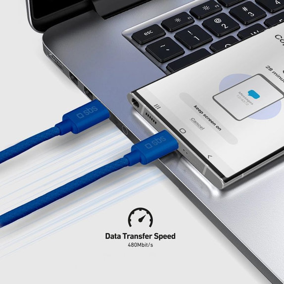 SBS - Kábel USB-C/USB-C, 60W, PD, 1.5m, modrá