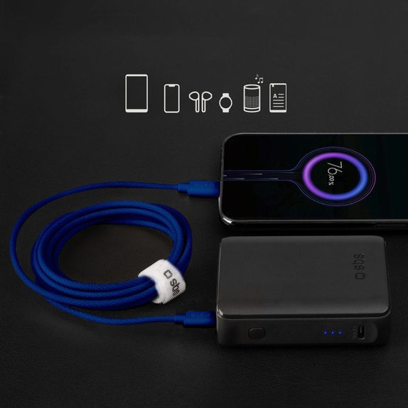 SBS - Kábel USB-C/USB-C, 60W, PD, 1.5m, modrá