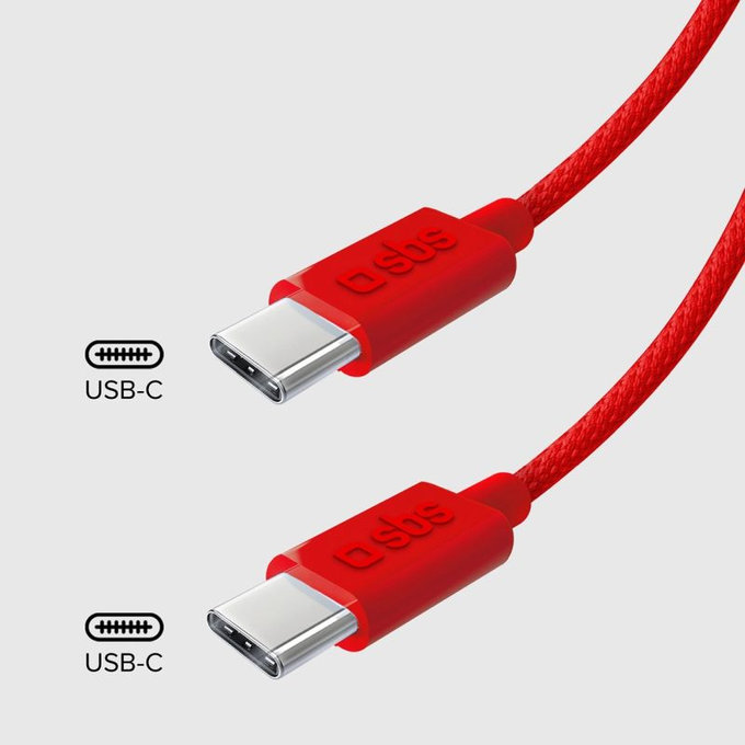 SBS - Kábel USB-C/USB-C, 60W, PD, 1.5m, červená