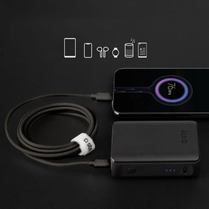 SBS - Kábel USB-C/USB-C, 60W, PD, 1.5m, čierna