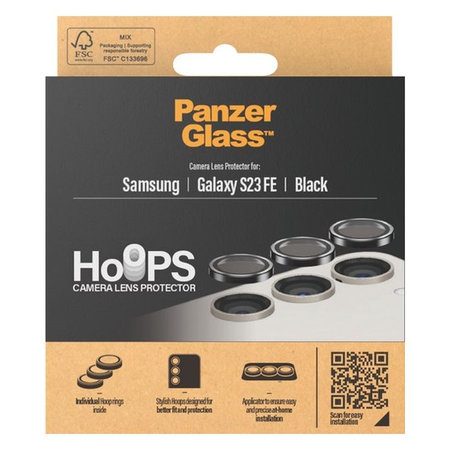 PanzerGlass - Ochranný Kryt Objektívu Fotoaparátu Hoops pre Samsung Galaxy S23 FE, čierna