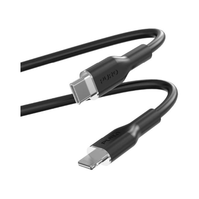 PURO - Kábel USB-C / MFI Lightning, 12W, Soft, 1,5 m, čierna