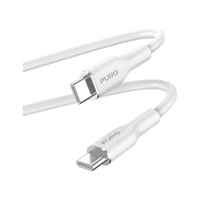 PURO - Kábel USB-C / USB-C, 60W, Soft, 1,5 m, biela