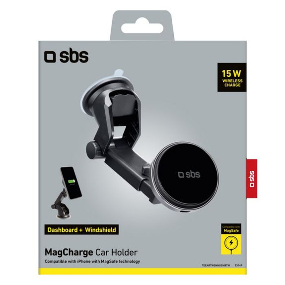 SBS - Držiak do Auta MagCharge, 15W, čierna