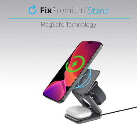 FixPremium - Skladací Stojan s MagSafe, čierna