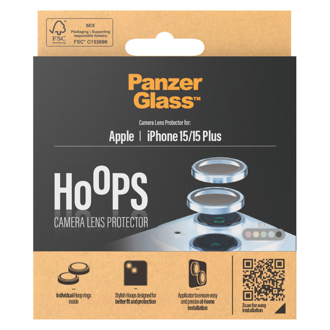 Ochranný kryt objektívu Hoops pre iPhone 15/15 Plus, Modrá, PanzerGlass