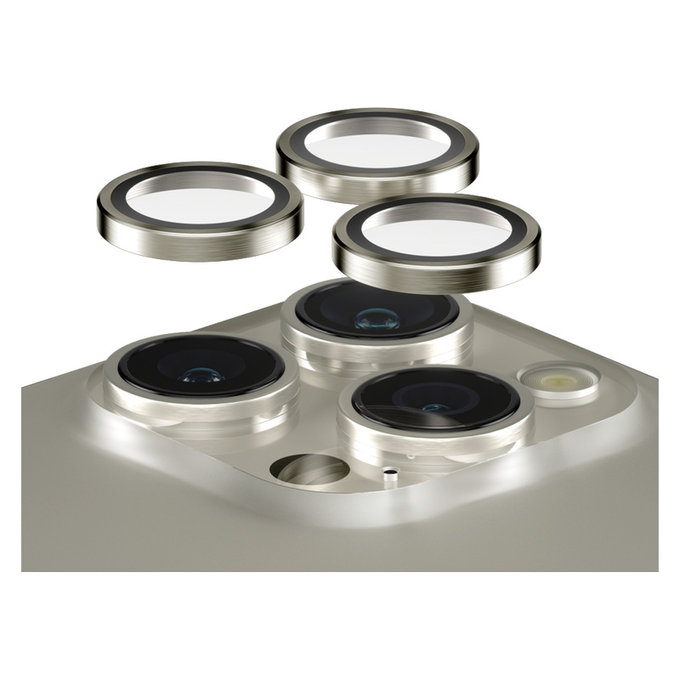Ochranný kryt objektívu Hoops pre iPhone 15 Pro/15 Pro Max, Natural Metal, PanzerGlass