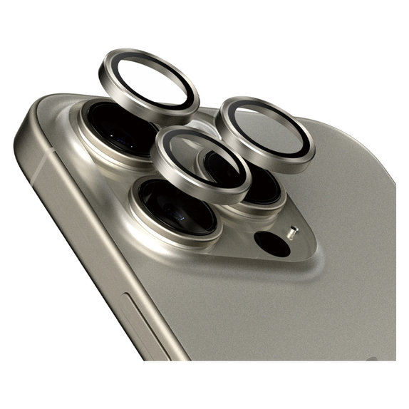 Ochranný kryt objektívu Hoops pre iPhone 15 Pro/15 Pro Max, Natural Titanium, PanzerGlass