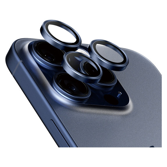 Ochranný kryt objektívu Hoops pre iPhone 15 Pro/15 Pro Max, Blue Titanium, PanzerGlass