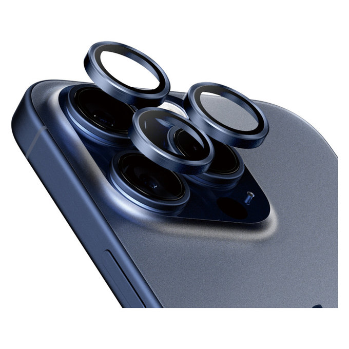 Ochranný kryt objektívu Hoops pre iPhone 15 Pro/15 Pro Max, Blue Titanium, PanzerGlass