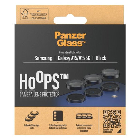 PanzerGlass - Ochranný Kryt Objektívu Fotoaparátu Hoops pre Samsung Galaxy A15, čierna