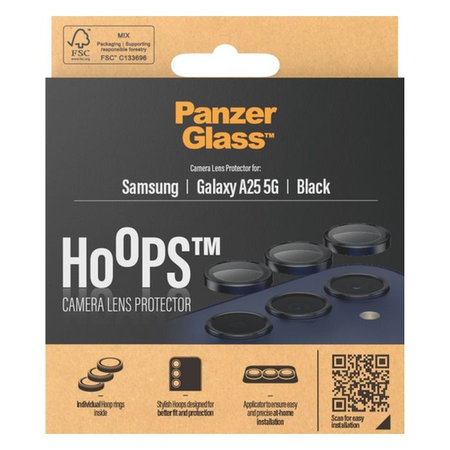 PanzerGlass - Ochranný Kryt Objektívu Fotoaparátu Hoops pre Samsung Galaxy A25, čierna