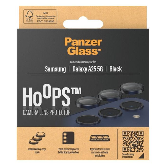 PanzerGlass - Ochranný Kryt Objektívu Fotoaparátu Hoops pre Samsung Galaxy A25, čierna