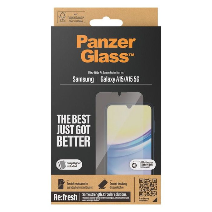 PanzerGlass - Tvrdené sklo Re:fresh UWF s aplikátorom pre Samsung Galaxy A15 5G, čierna