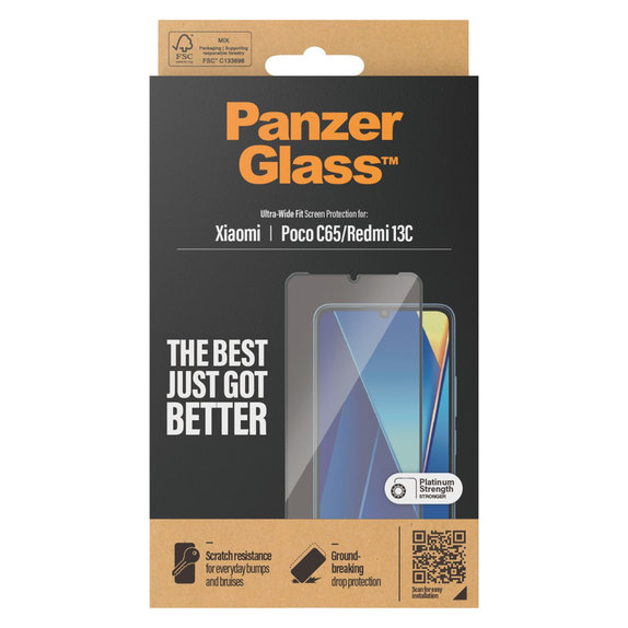 Tvrdené sklo UWF pre Xiaomi Redmi 13C, Čierna, PanzerGlass
