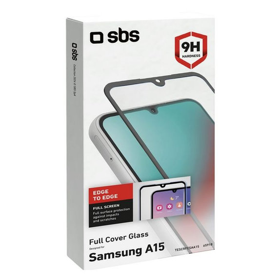 SBS - Tvrdené sklo Full Cover pre Samsung Galaxy A15 5G, čierna