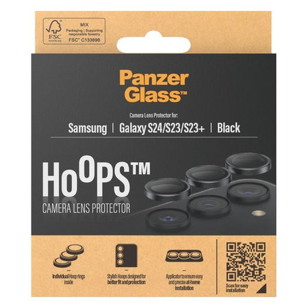 PanzerGlass - Ochranný Kryt Objektívu Fotoaparátu Hoops pre Samsung Galaxy S23, S23+ a S24, čierna