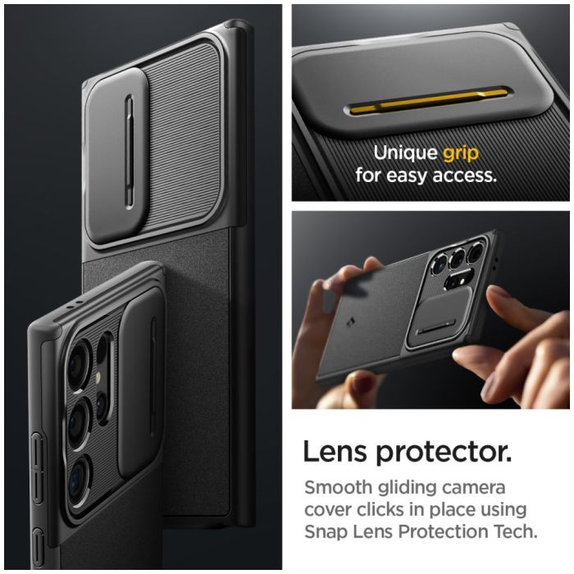 Spigen - Puzdro Optik Armor pre Samsung Galaxy S24 Ultra, čierna