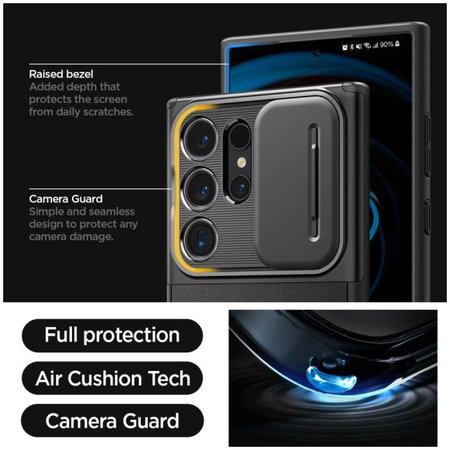 Spigen - Puzdro Optik Armor pre Samsung Galaxy S24 Ultra, čierna