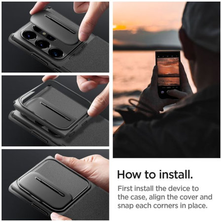 Spigen - Puzdro Optik Armor pre Samsung Galaxy S24 Ultra, čierna