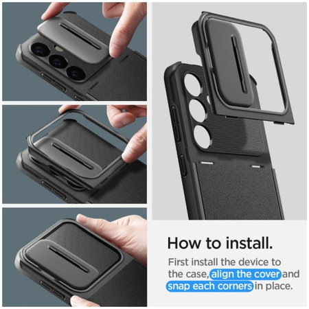 Spigen - Puzdro Optik Armor pre Samsung Galaxy S24, čierna