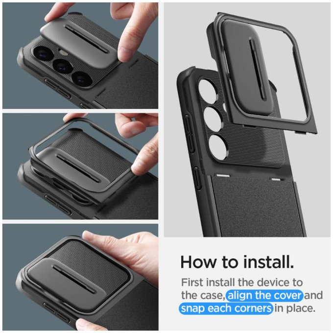 Spigen - Puzdro Optik Armor pre Samsung Galaxy S24, čierna