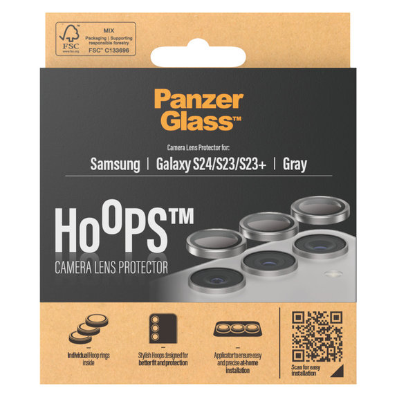 Ochranný kryt objektívu Hoops pre Samsung Galaxy S24/S23/S23+, Šedá, PanzerGlass