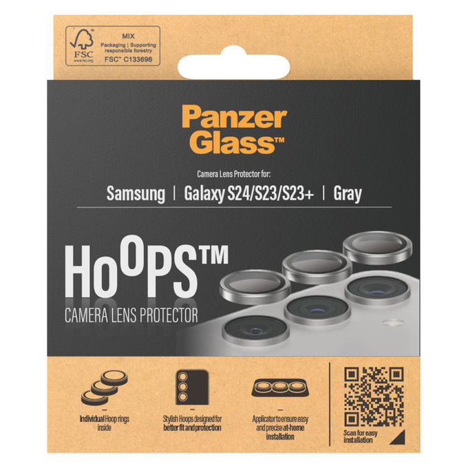 Ochranný kryt objektívu Hoops pre Samsung Galaxy S24/S23/S23+, Šedá, PanzerGlass