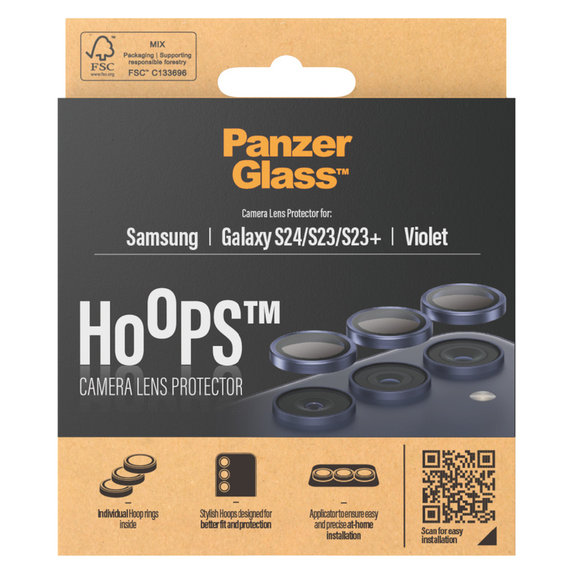 Ochranný kryt objektívu Hoops pre Samsung Galaxy S24/S23/S23+, Fialová, PanzerGlass
