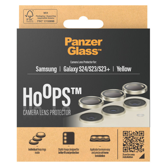 Ochranný kryt objektívu Hoops pre Samsung Galaxy S24/S23/S23+, Žltá, PanzerGlass