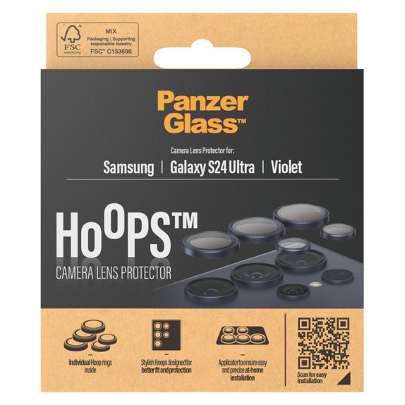Ochranný kryt objektívu Hoops pre Samsung Galaxy S24 Ultra, Fialová, PanzerGlass