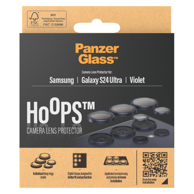 Ochranný kryt objektívu Hoops pre Samsung Galaxy S24 Ultra, Fialová, PanzerGlass