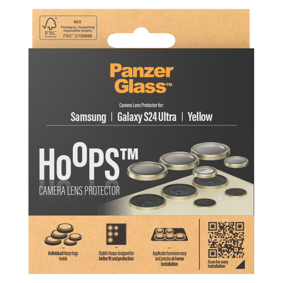 Ochranný kryt objektívu Hoops pre Samsung Galaxy S24 Ultra, Žltá, PanzerGlass