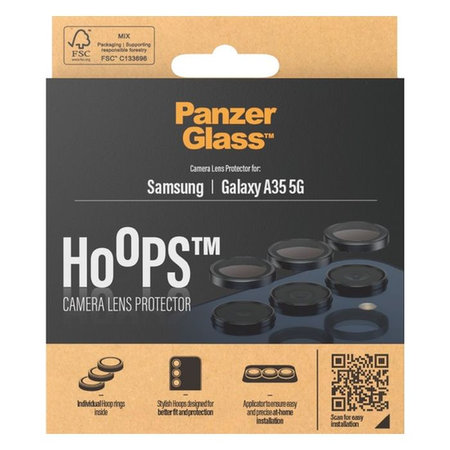 PanzerGlass - Ochranný Kryt Objektívu Fotoaparátu Hoops pre Samsung Galaxy A35, čierna
